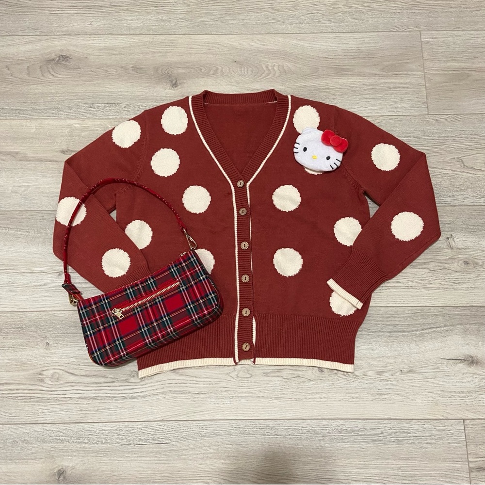 Polka Dot Cardigan Sweater